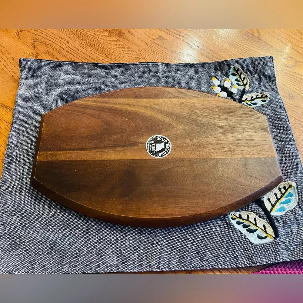 Vintage solid Missouri walnut serving tray.cheese board strawberries ceramic